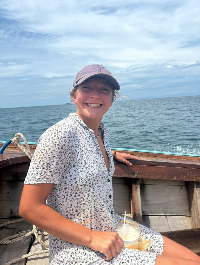 Rosie on a boat
