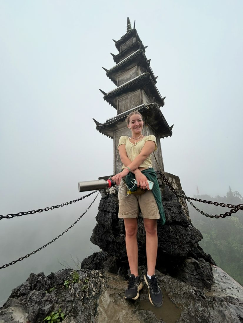 Rosie on a mountain peak